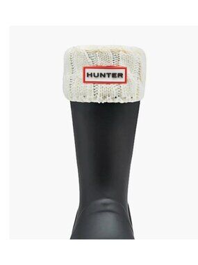 Hunter Cable Knit Cuff Tall Welly Boot Socks White Size M 5-7